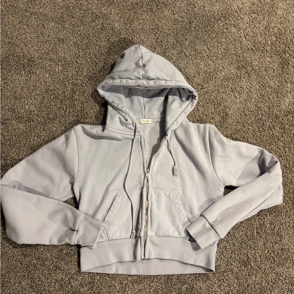 Brandy Melville Light Blue Cropped Zip Up